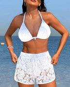 Ione | Elegante bikini de encaje liso