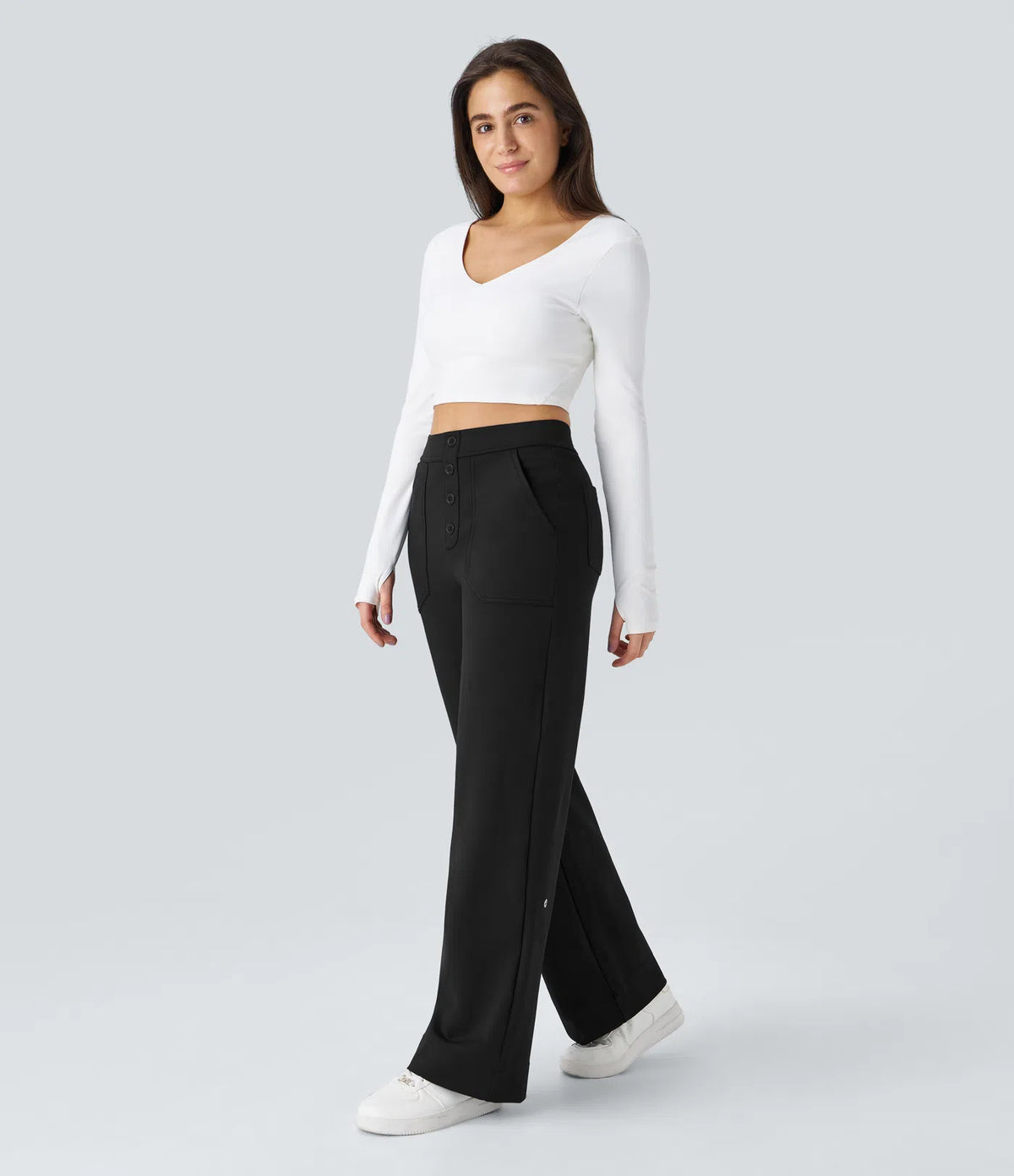 Arantza | Pantalón recto de cintura alta con bolsillos