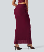 Nekane | Falda maxi ajustada con detalle de cordones