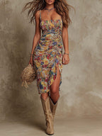 Eva | Vestido midi bohemio con estampado floral