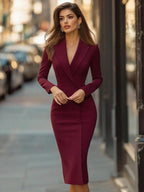 Camille | Vestido midi estilo blazer con escote en V