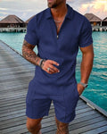 Bautista | Conjunto de camisa polo azul playa y pantalones cortos