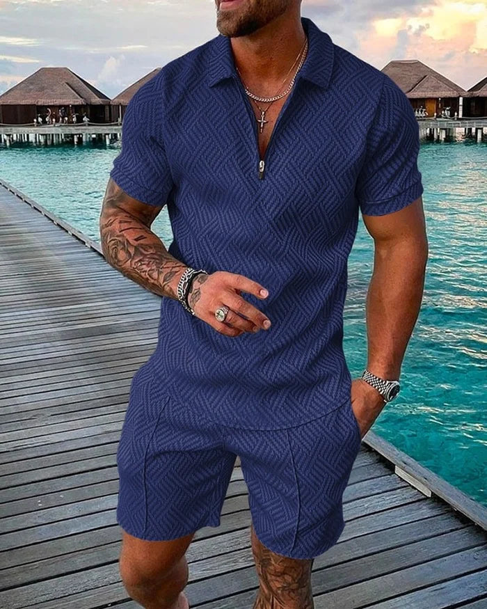 Bautista | Conjunto de camisa polo azul playa y pantalones cortos