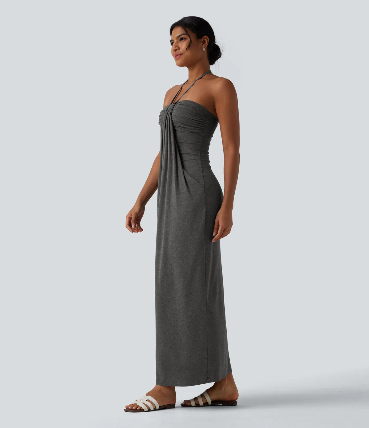Uxue | Halter Tie Back Maxi Dress with Pockets