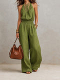 Celia | Mono largo color camel con cuello halter