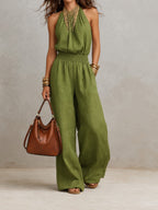 Celia | Mono largo color camel con cuello halter