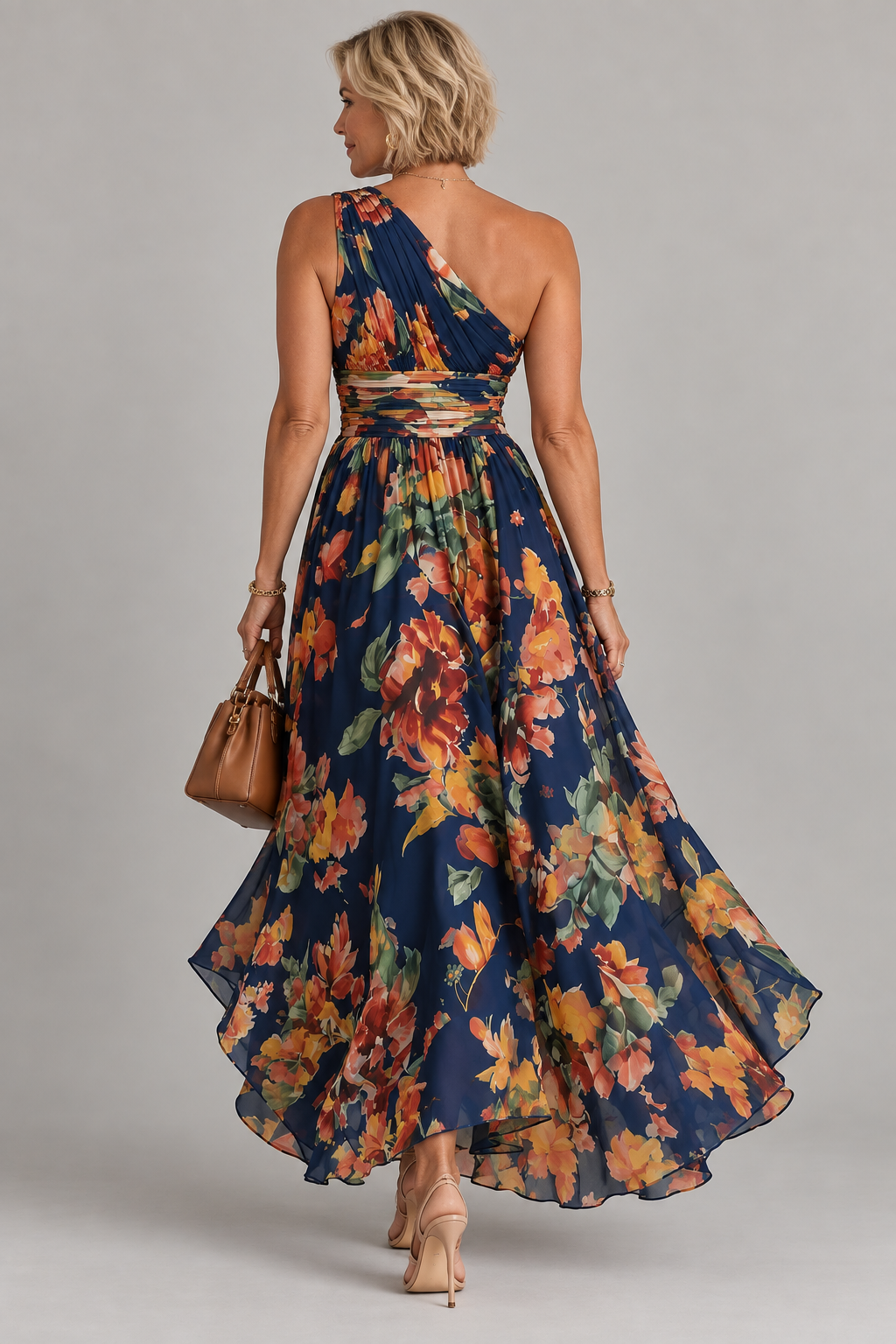 Celeste | Vestido floral de un hombro