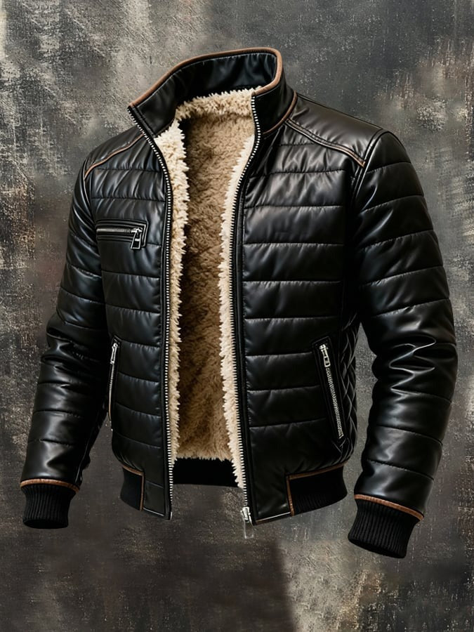 Chaqueta de hombre con cuello alto y cremallera