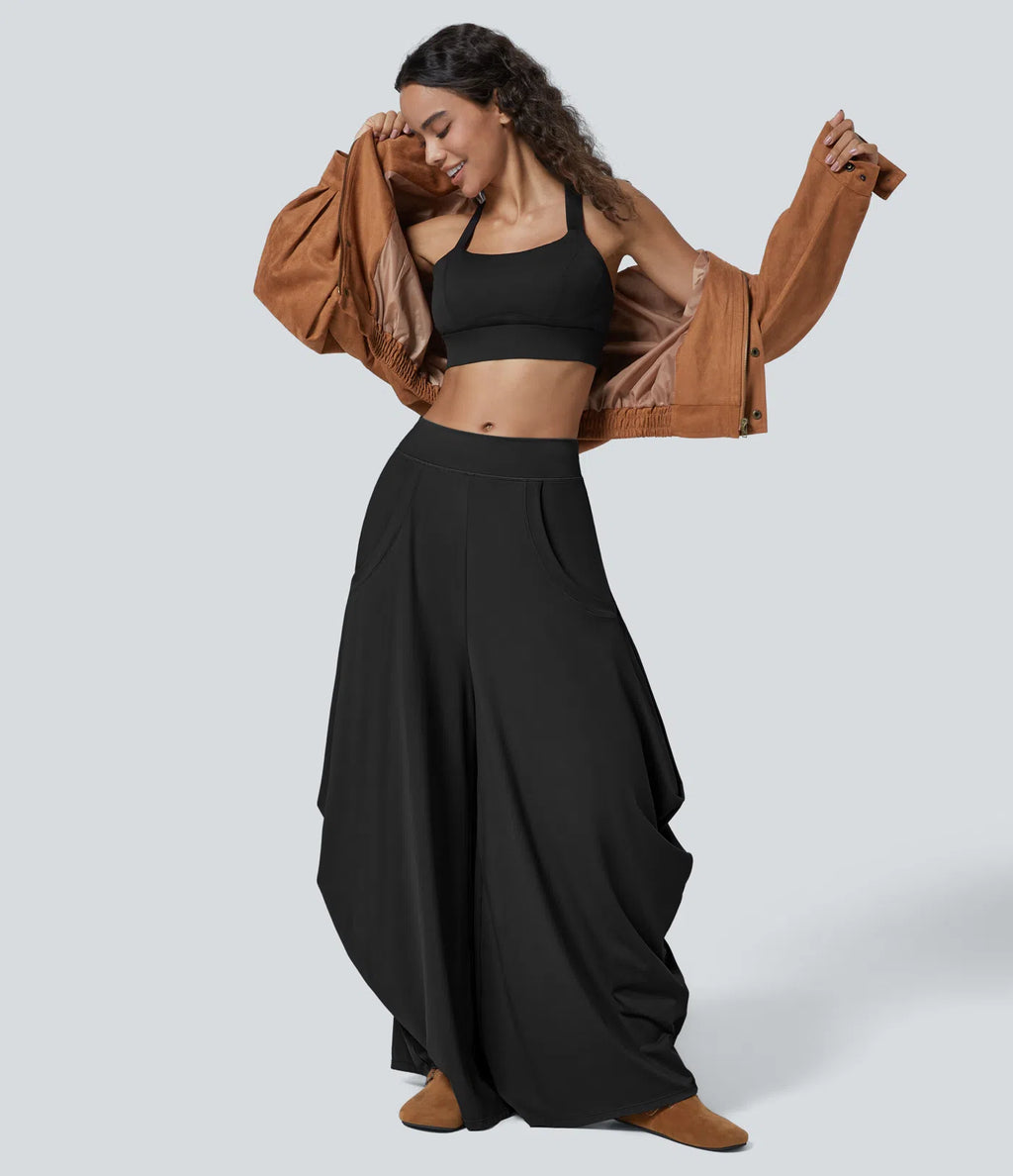 Izaskun | Pantalón fluido de pierna ancha con bolsillos