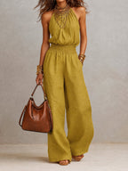 Celia | Mono largo color camel con cuello halter