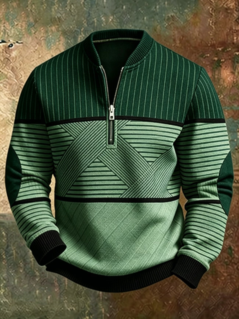 Viktor | Jersey de hombre con media cremallera y diseño geométrico
