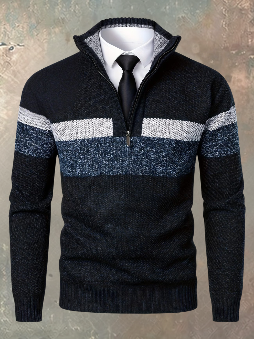Milan | Jersey de hombre con media cremallera y franjas