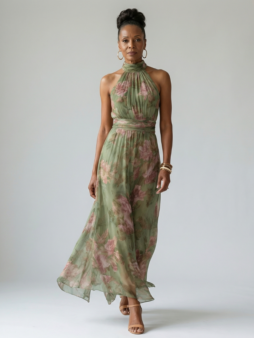 Nahia | Vestido midi con cuello halter