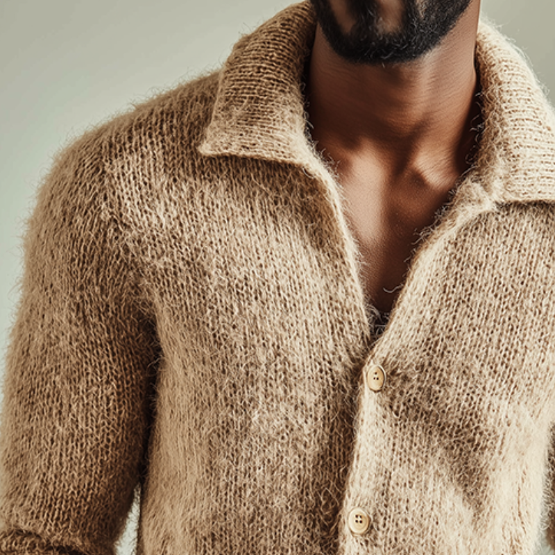 Cárdigan de punto con solapa para hombre