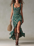 Vera | Vestido maxi bohemio con volantes y abertura