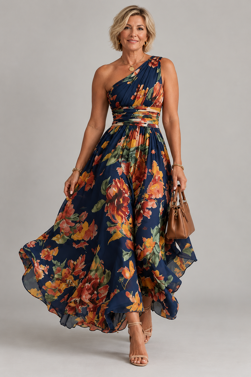 Celeste | Vestido floral de un hombro
