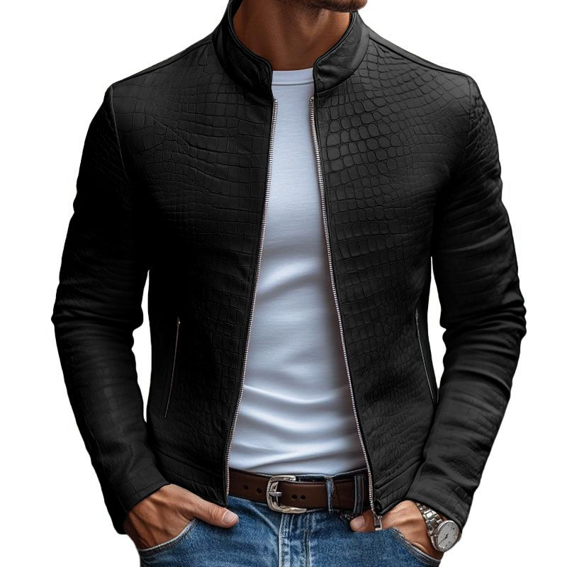 Chaqueta efecto piel con estampado mineral para hombre