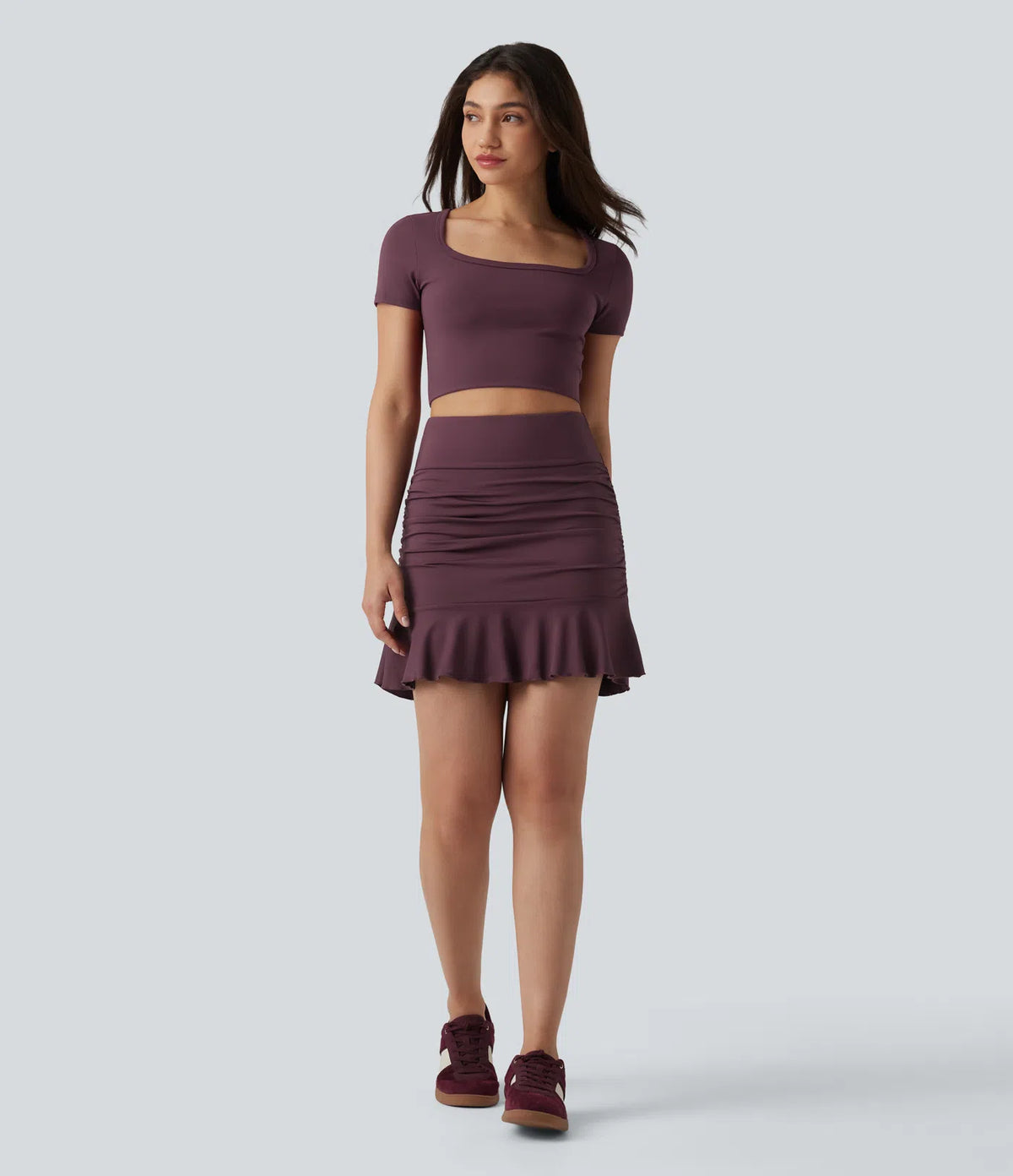 Blanca | Falda pantalón mini fruncida de cintura alta