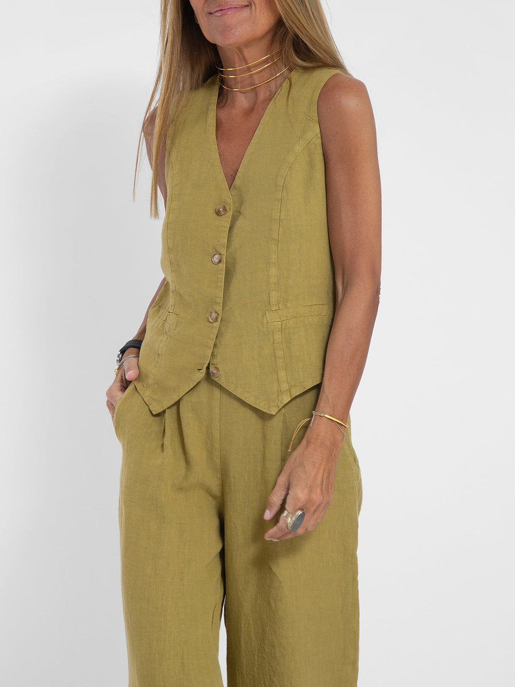 Lauren | Conjunto de chaleco y pantalón ancho
