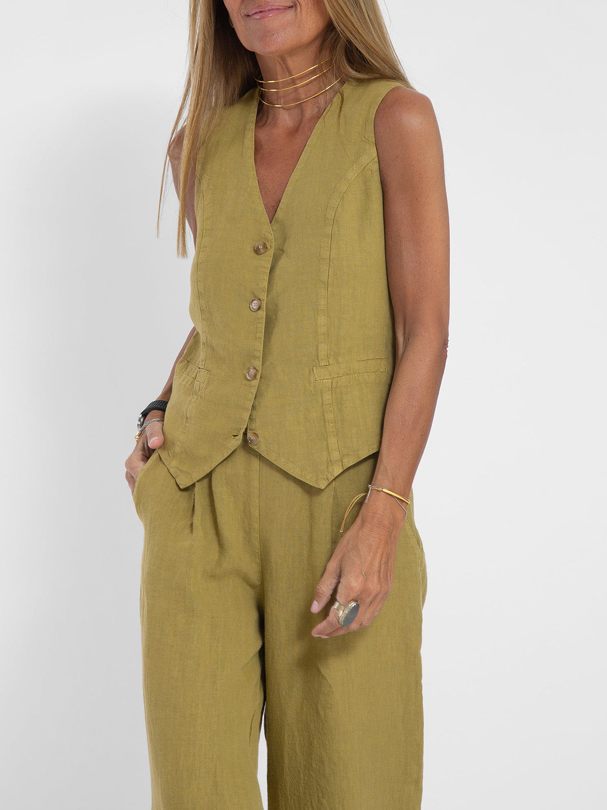 Lauren | Conjunto de chaleco y pantalón ancho