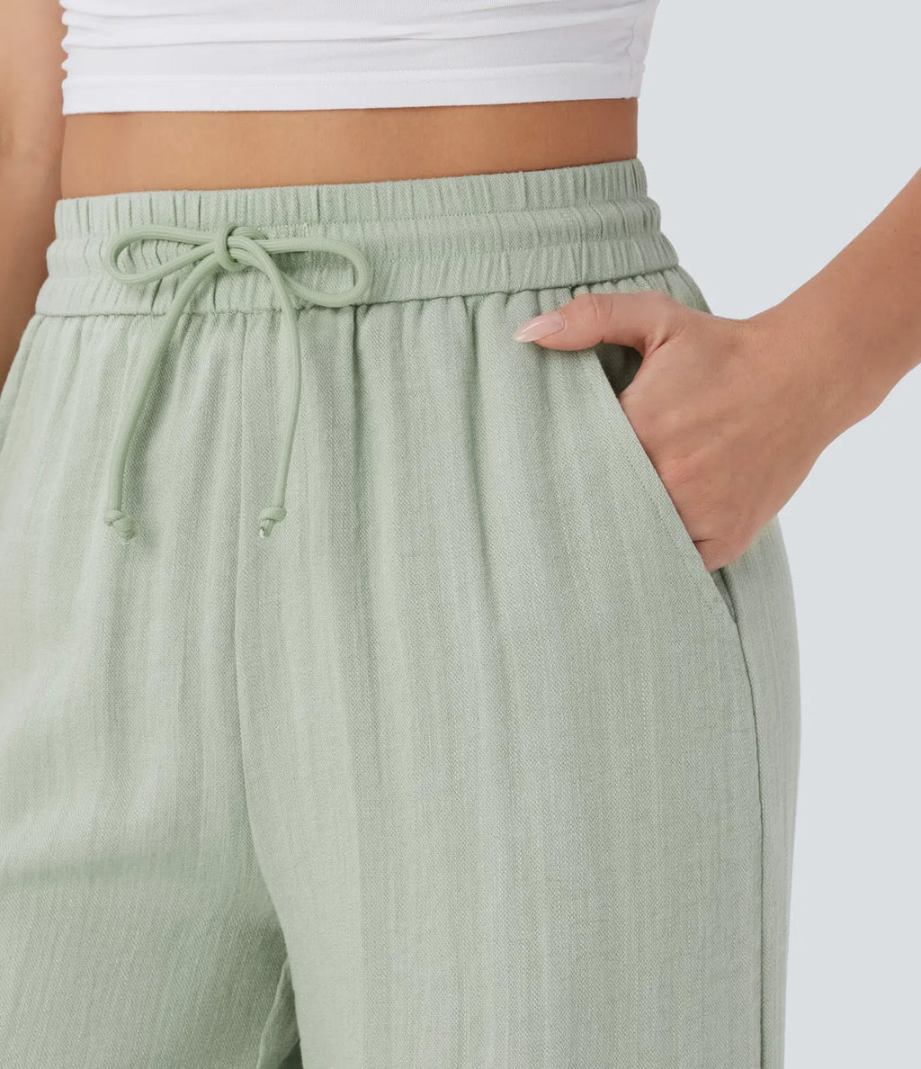 Montserrat | Pantalón fluido de cintura alta efecto lino