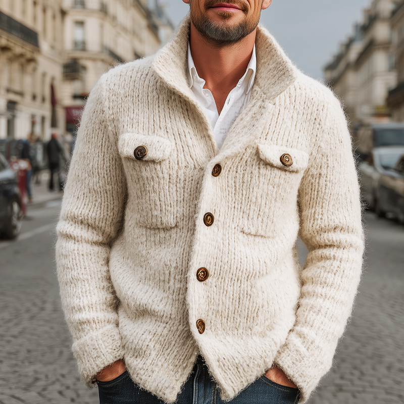 Cárdigan clásico con cuello alto para hombre