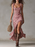 Vera | Vestido maxi bohemio con volantes y abertura