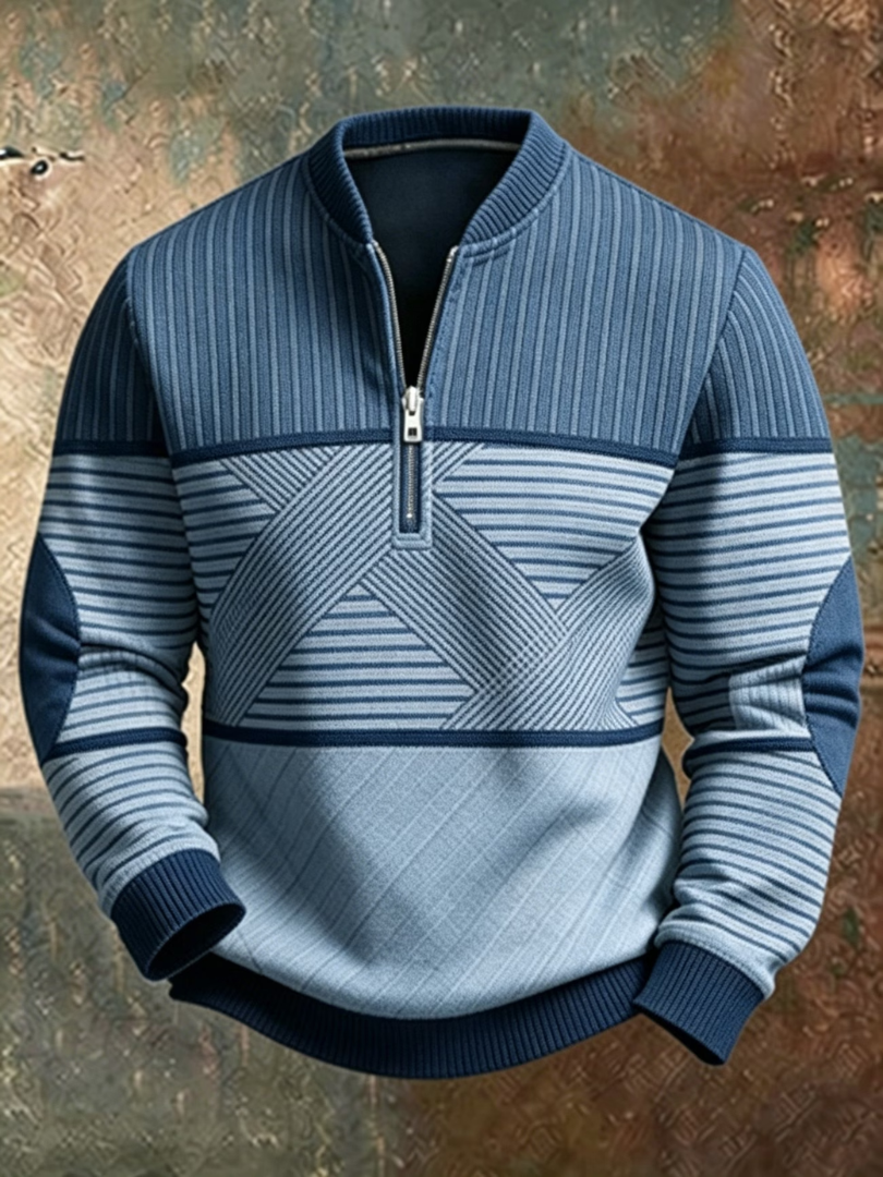 Viktor | Jersey de hombre con media cremallera y diseño geométrico