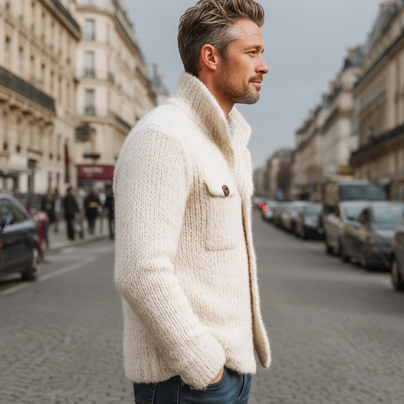 Alonso | Cárdigan clásico con cuello alto para hombre