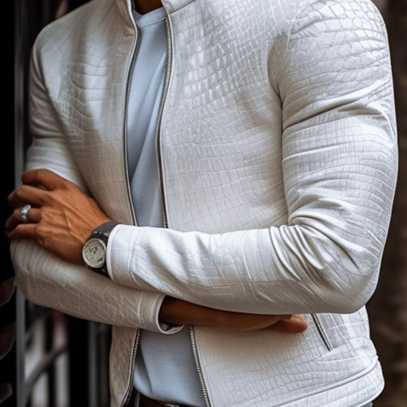 Chaqueta efecto piel con estampado mineral para hombre
