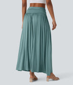Almudena | Falda maxi fluida con detalle fruncido