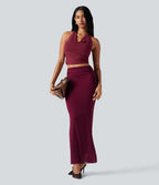 Nekane | Falda maxi ajustada con detalle de cordones
