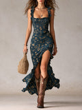 Vera | Vestido maxi bohemio con volantes y abertura