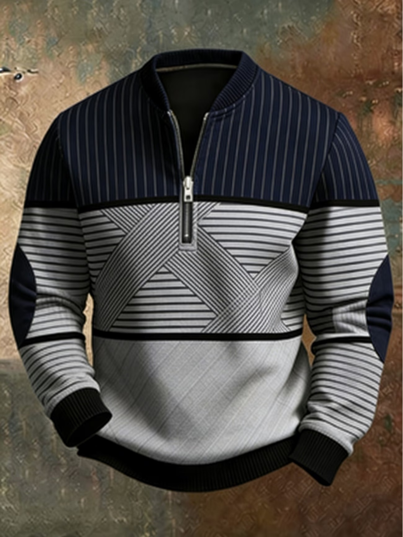 Viktor | Jersey de hombre con media cremallera y diseño geométrico