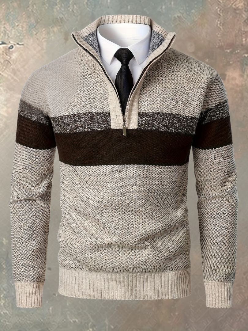 Milan | Jersey de hombre con media cremallera y franjas