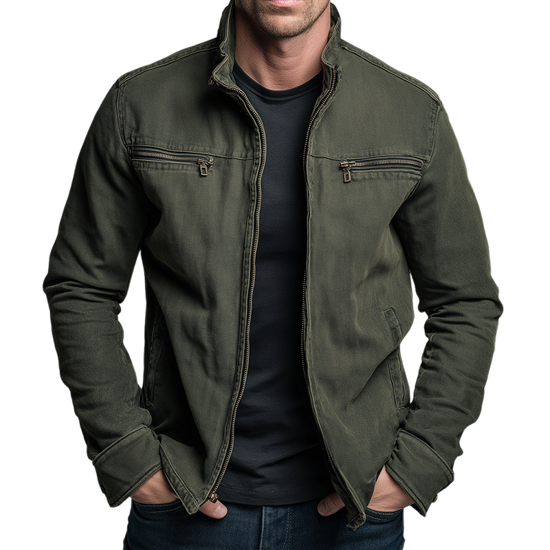 Chaqueta casual de algodón lavado para hombre