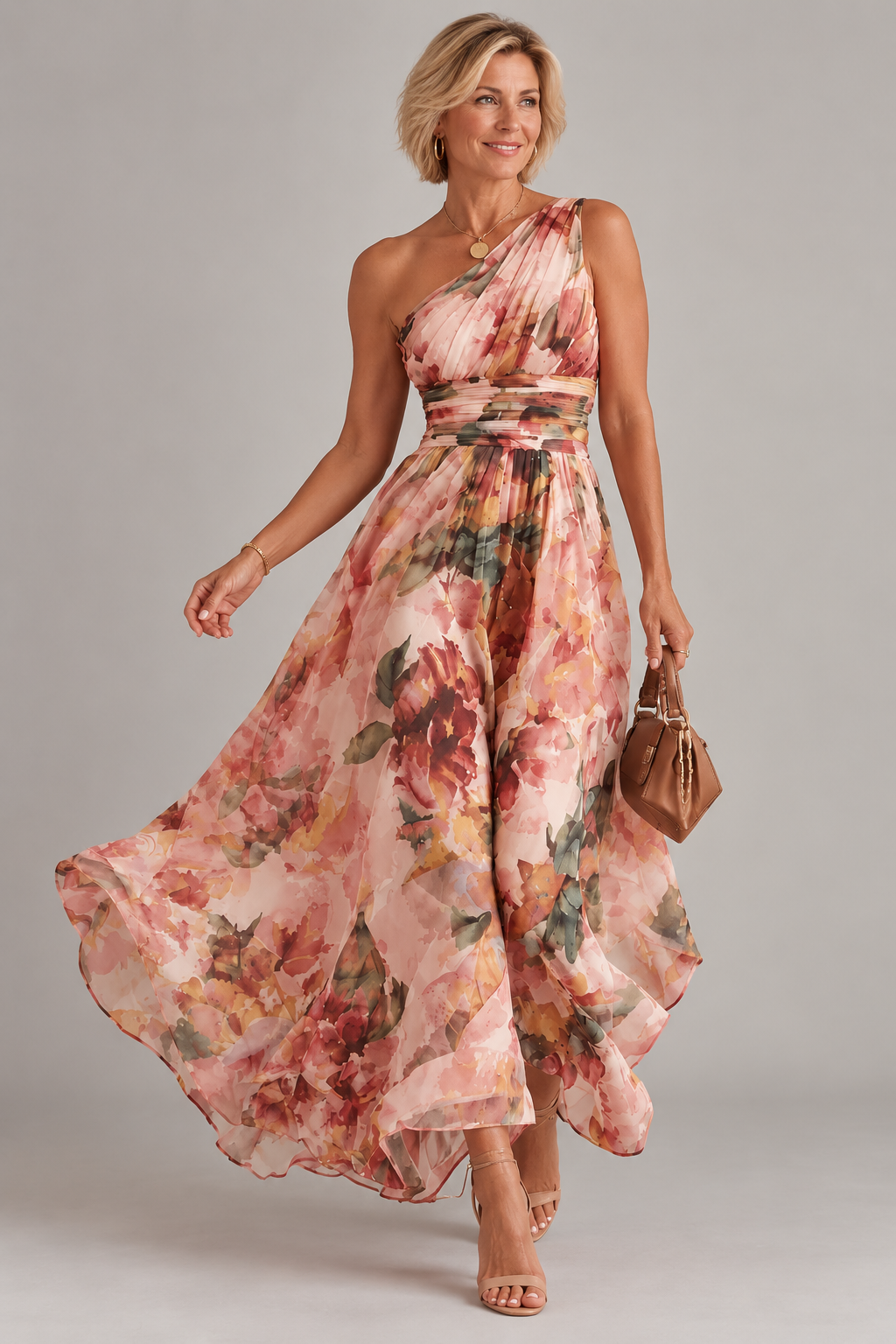 Celeste | Vestido floral de un hombro