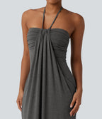 Uxue | Halter Tie Back Maxi Dress with Pockets