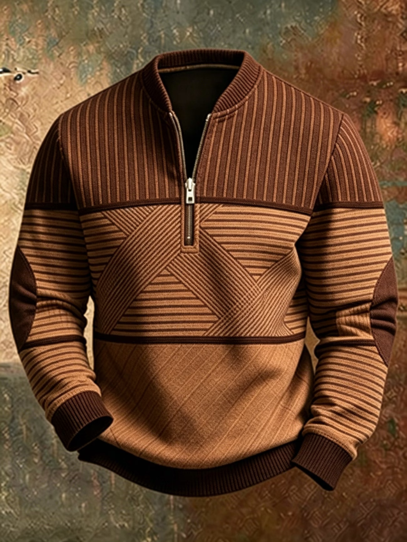 Viktor | Jersey de hombre con media cremallera y diseño geométrico