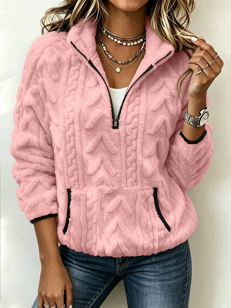 Mirella | Jersey con media cremallera y textura en relieve