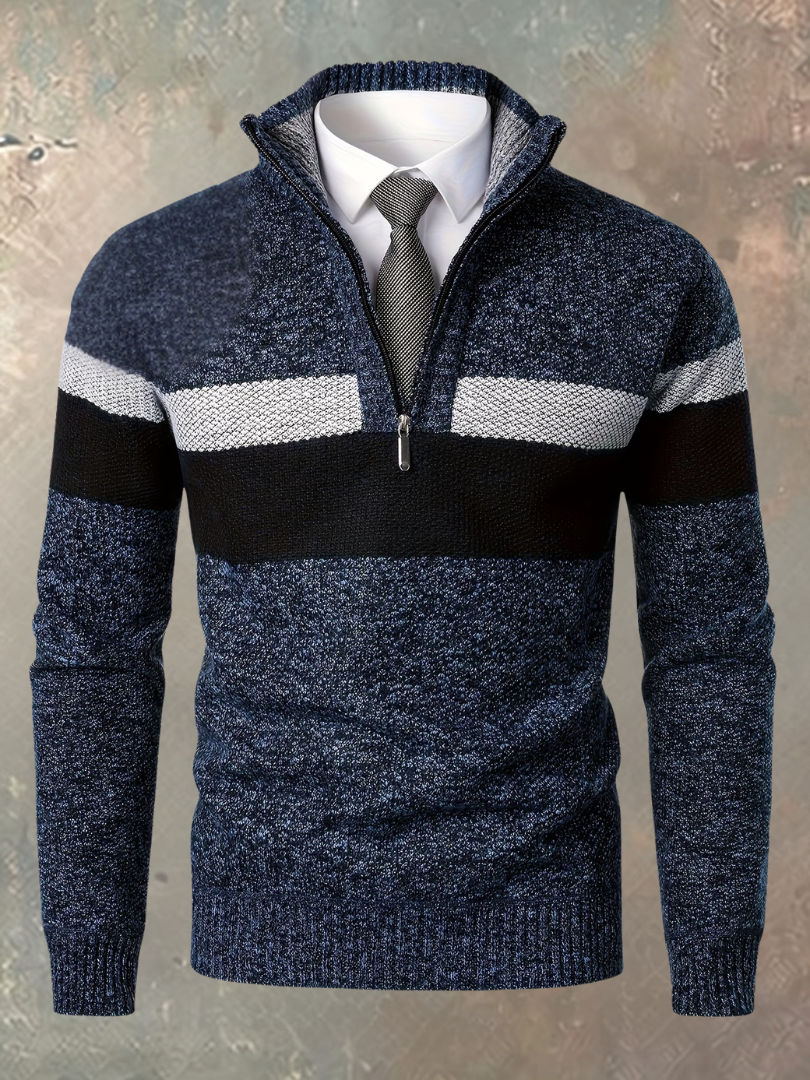 Milan | Jersey de hombre con media cremallera y franjas