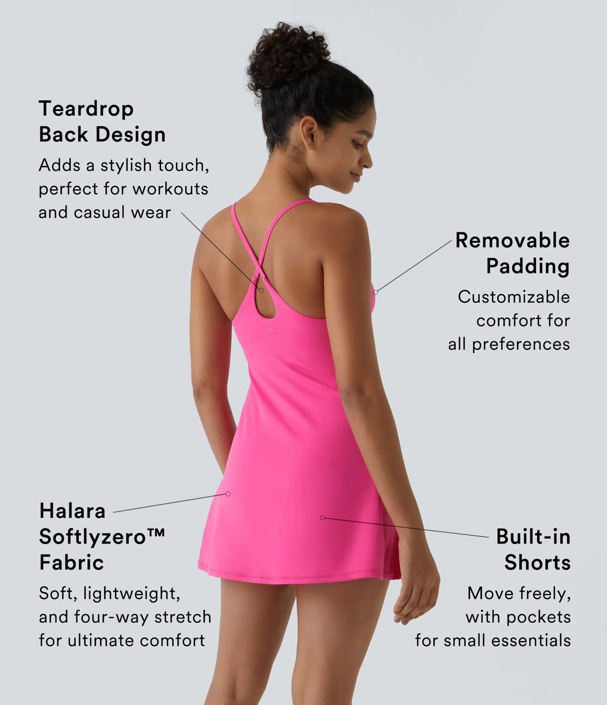 Maite | Vestido deportivo suave con espalda abierta