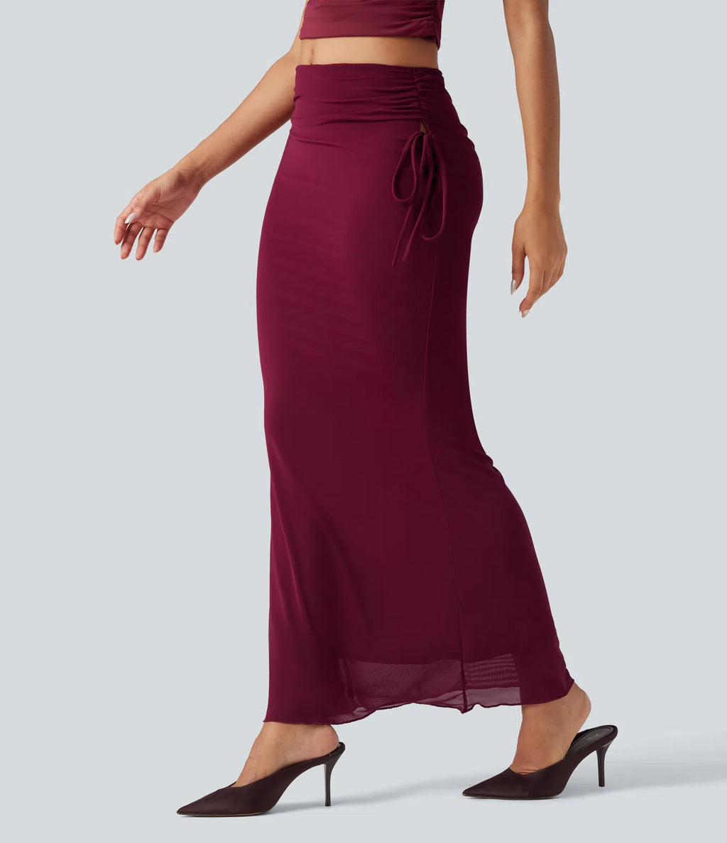 Nekane | Falda maxi ajustada con detalle de cordones