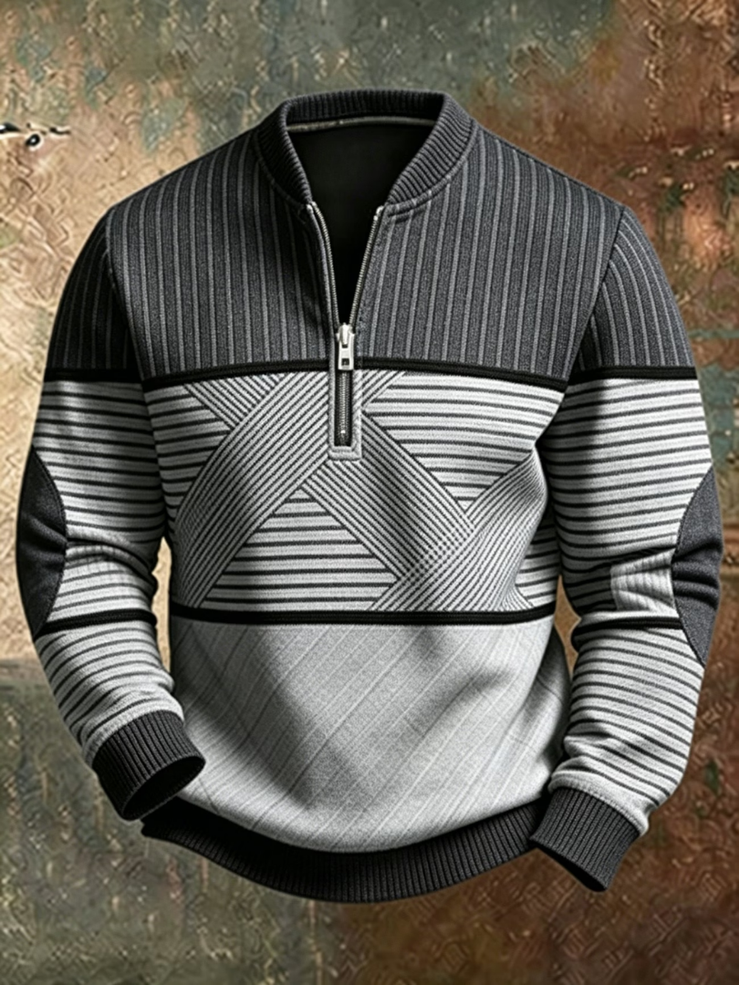 Viktor | Jersey de hombre con media cremallera y diseño geométrico