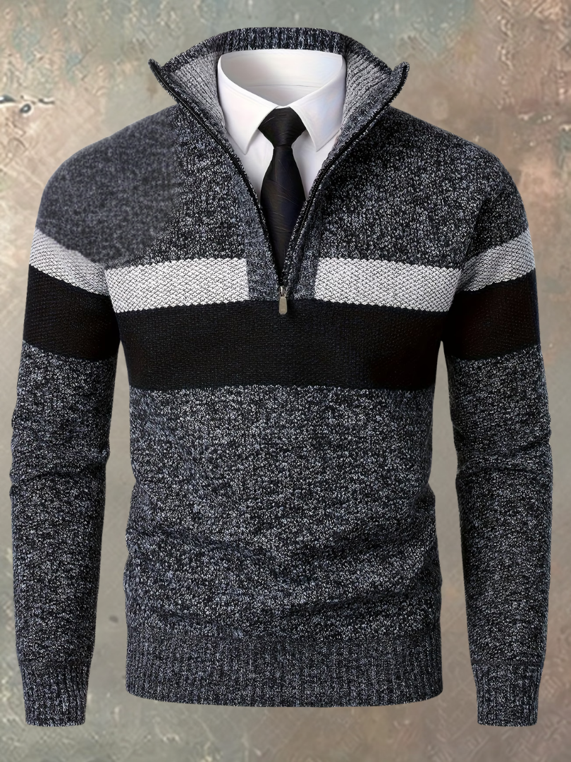 Milan | Jersey de hombre con media cremallera y franjas