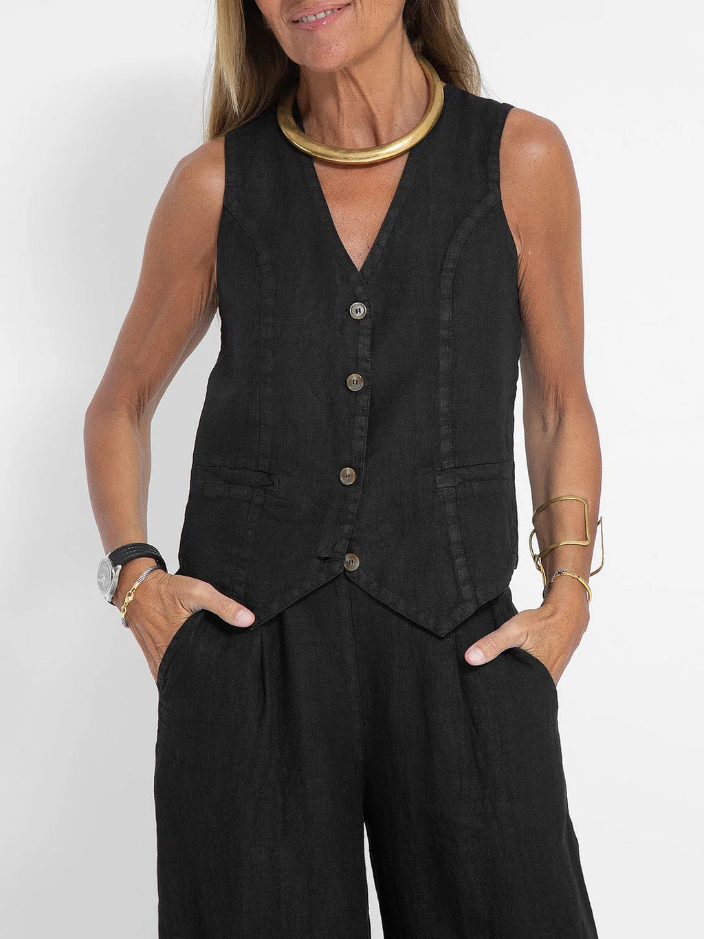Lauren | Conjunto de chaleco y pantalón ancho