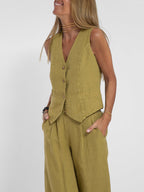 Lauren | Conjunto de chaleco y pantalón ancho
