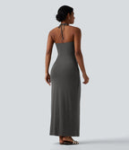 Mercedes | Halter Tie Back Maxi Dress with Pockets