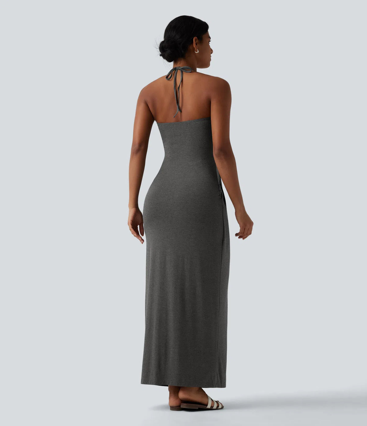 Uxue | Halter Tie Back Maxi Dress with Pockets