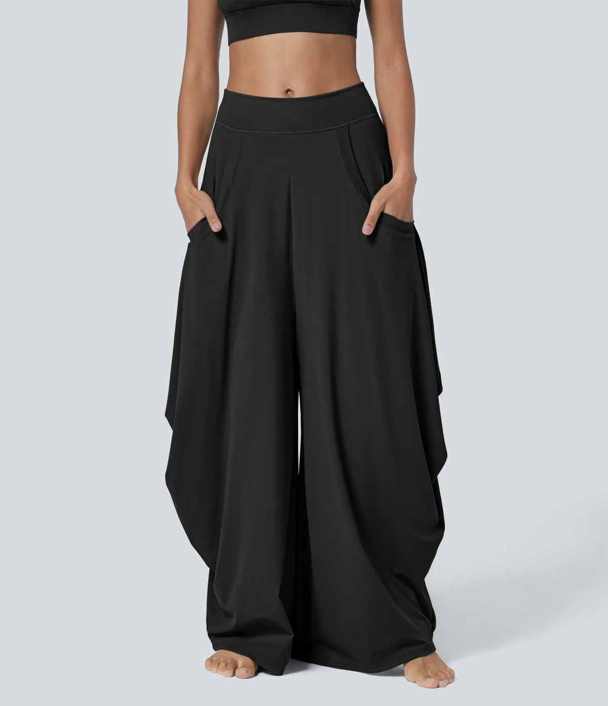 Izaskun | Pantalón fluido de pierna ancha con bolsillos